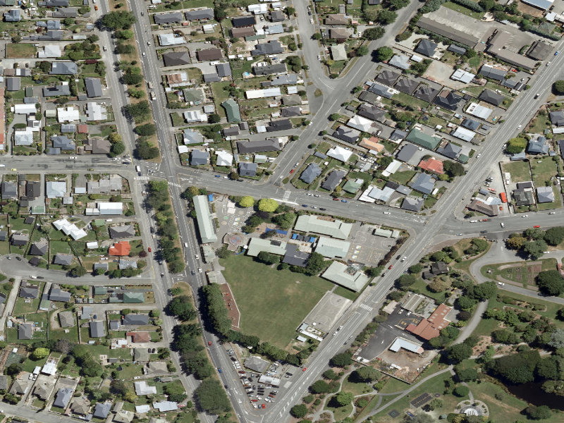 aerial view of South School War Memorial and the ground around it