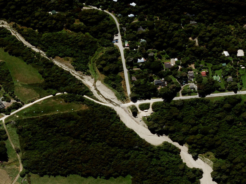 aerial view of Blandswood Flood Memorial and the ground around it