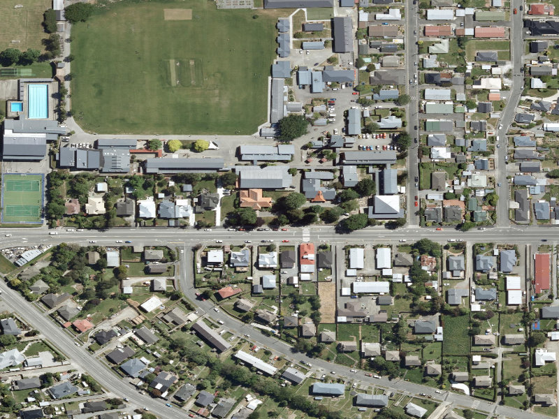 aerial view of Lovelock Statue And Oak Tree Memorial and the ground around it