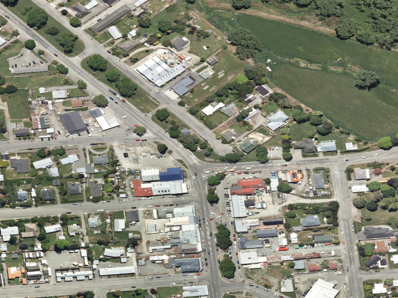 aerial view of War Memorial, Fairlie and the ground around it