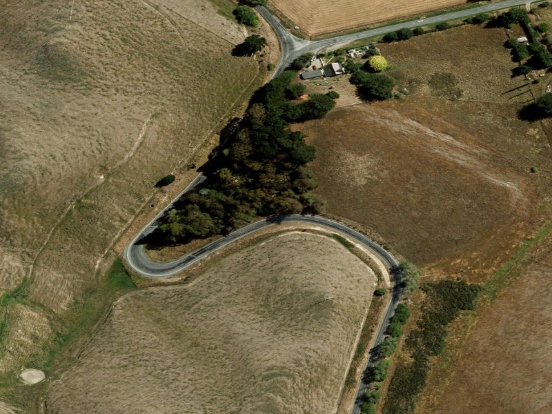 aerial view of Cave War Memorial, Cannington Road, Cave and the ground around it