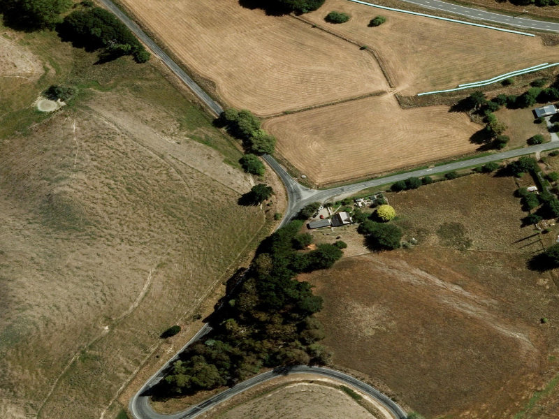 aerial view of Burnett Family Memorial and the ground around it