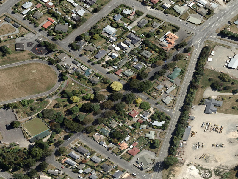 aerial view of , Crn Queen Sreet And Tennant Street and the ground around it