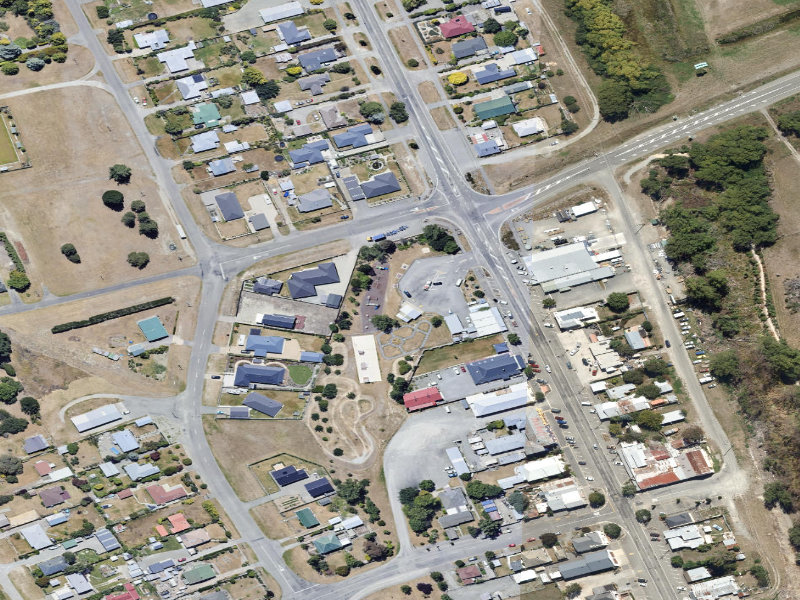 aerial view of Hydro Place Public Toilets and the ground around it