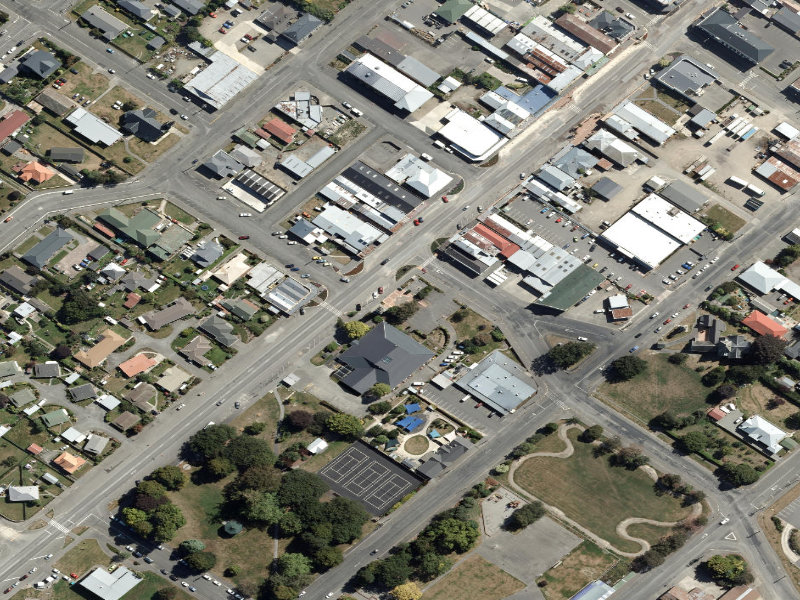 aerial view of Public Toilets, Queen Street and the ground around it
