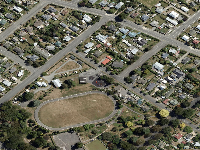 aerial view of Public Toilets, Tennant Street and the ground around it