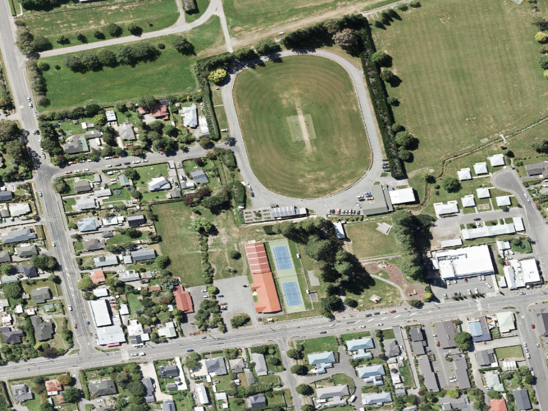 aerial view of South Of Main Oval and the ground around it