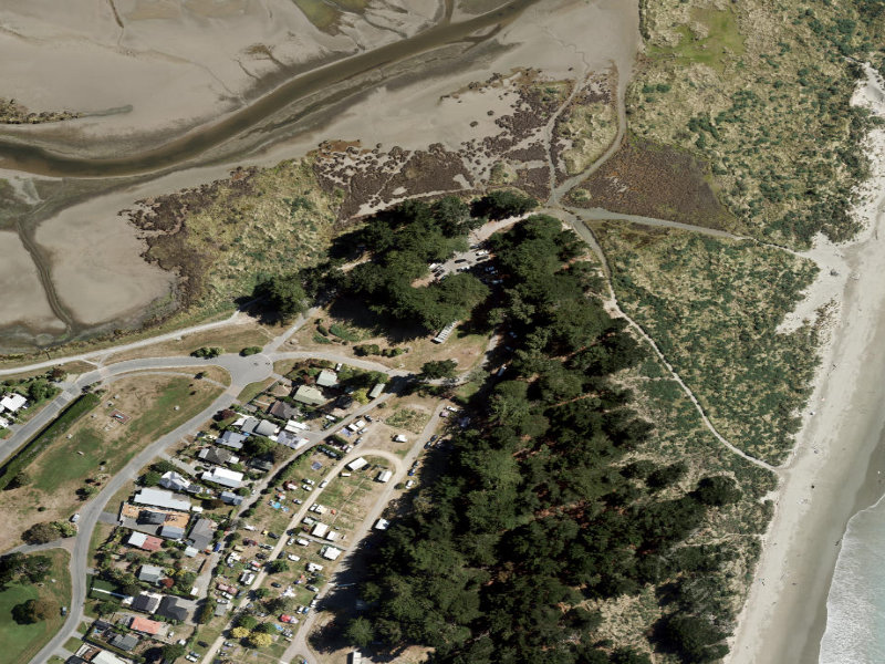 aerial view of Male - Female Toilet Block and the ground around it