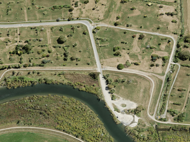 aerial view of Top Of Stopbank and the ground around it