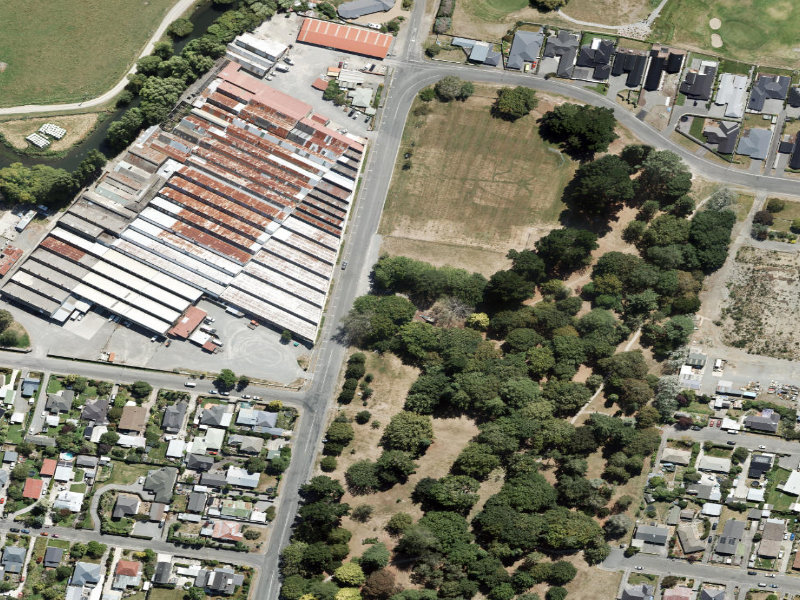 aerial view of West Entrance and the ground around it