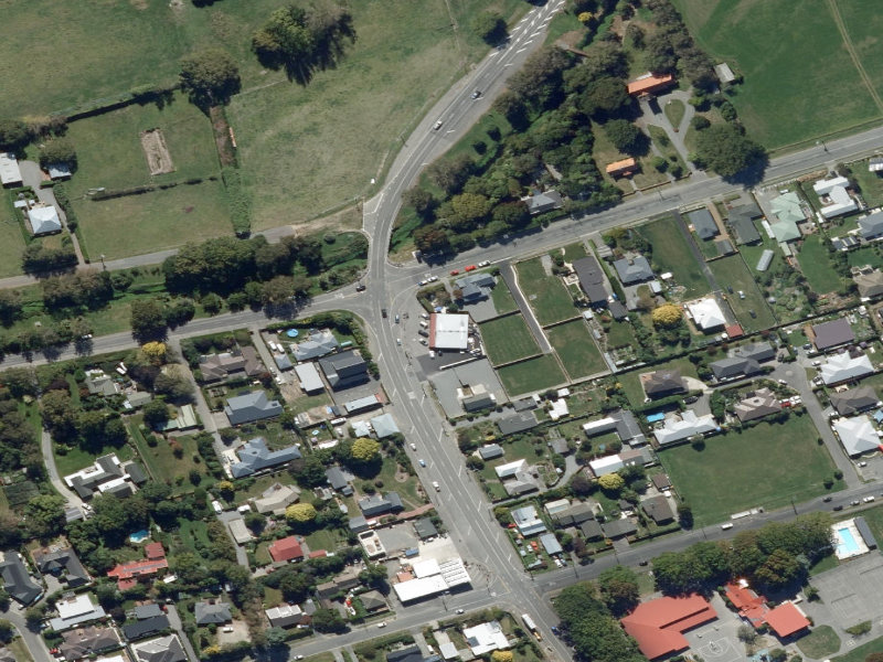 aerial view of Tai Tapu Public Toilets and the ground around it