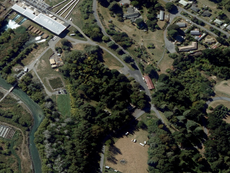 aerial view of Lake Coleridge Public Toilets and the ground around it