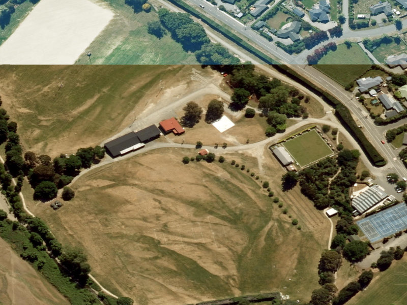 aerial view of Amberley Reserve Public Toilets and the ground around it