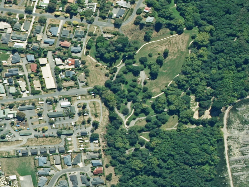 aerial view of Dog Stream Reserve Public Toilets and the ground around it