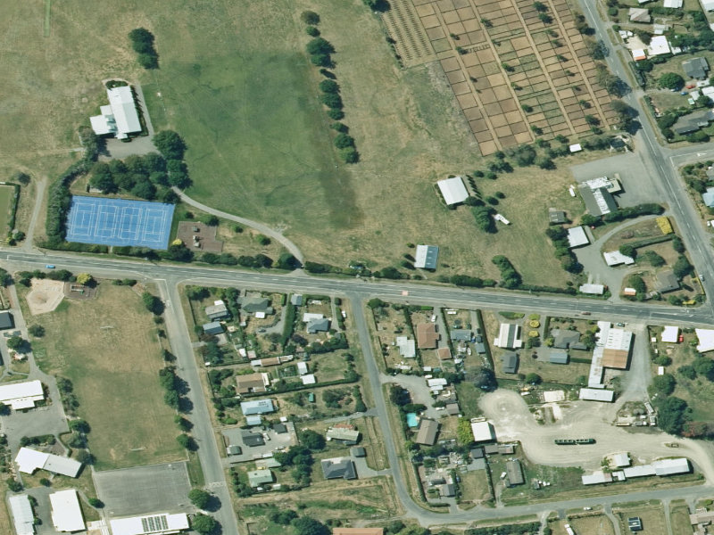 aerial view of Hawarden Reserve Public Toilets and the ground around it