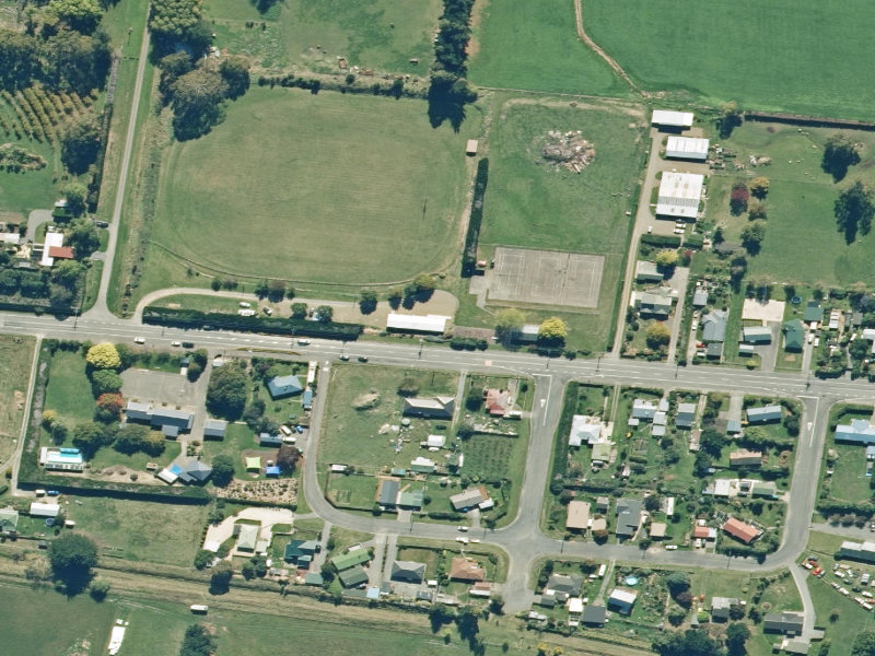 aerial view of Waikari Public Toilets and the ground around it