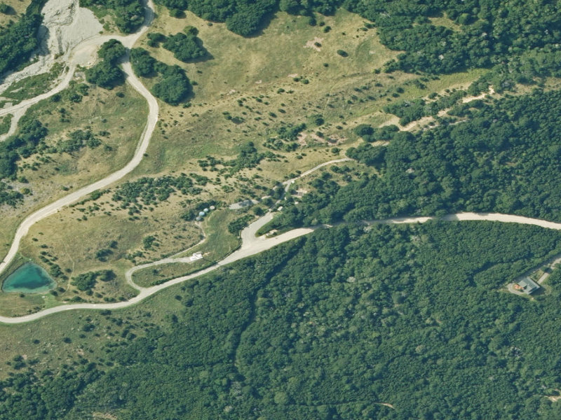 aerial view of Mt Lyford Reserve Public Toilets and the ground around it