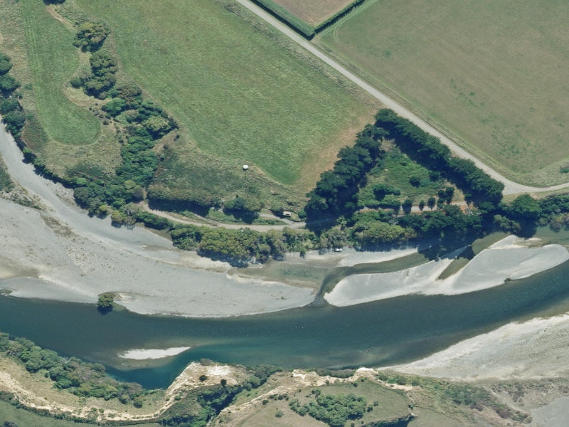 aerial view of Hurunui Mouth Camp and the ground around it
