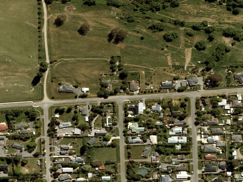 aerial view of Leithfield Township Public Toilets and the ground around it