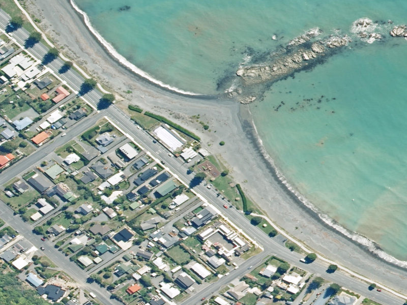 aerial view of Gooches Beach Public Toilet and the ground around it