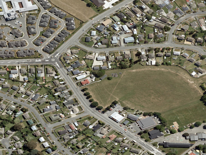 aerial view of Marchweil Park Toilets and the ground around it