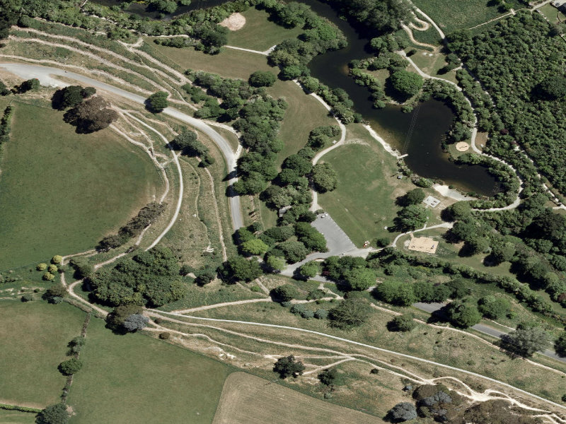 aerial view of Centennial Park Toilets and the ground around it