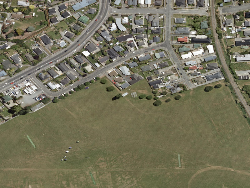 aerial view of Pringle Street Toilets and the ground around it