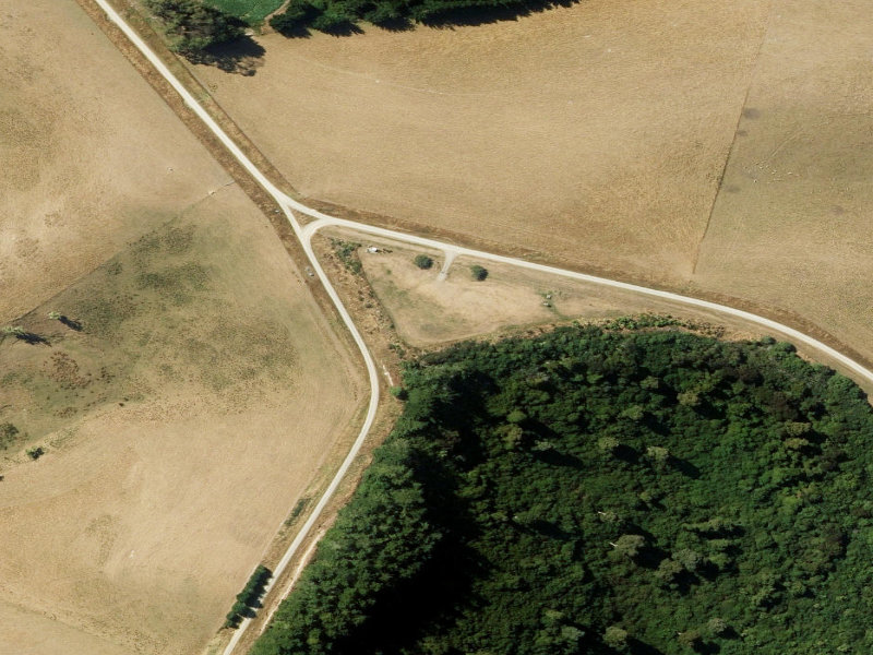 aerial view of Waitohi Bush Toilets and the ground around it