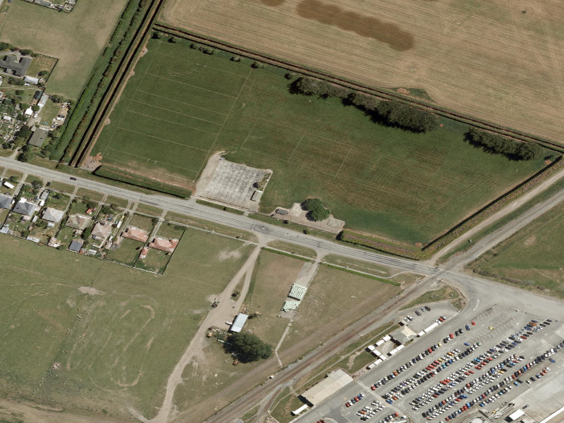 aerial view of Pareora Domain Toilets and the ground around it