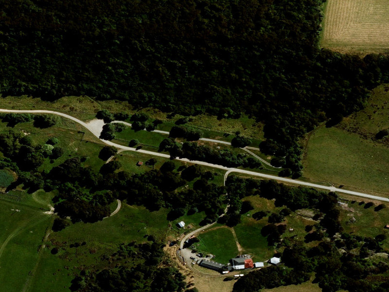 aerial view of Orari Gorge Camping Area Toilets and the ground around it