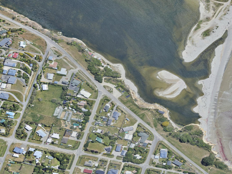 aerial view of Kakanui Esplanade Toilets and the ground around it