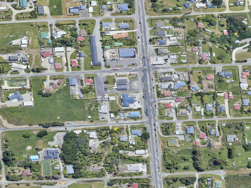 aerial view of Hampden Public Toilets and the ground around it