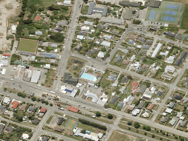 aerial view of Pleasant Point Pool and the ground around it