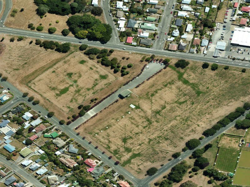 aerial view of Awamoa Pavillion and the ground around it