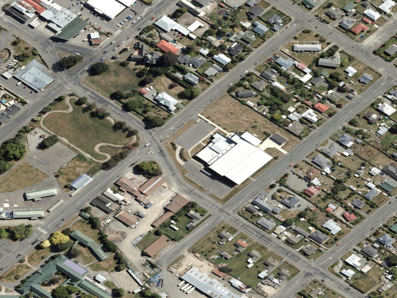 aerial view of Waimate Event Centre and the ground around it