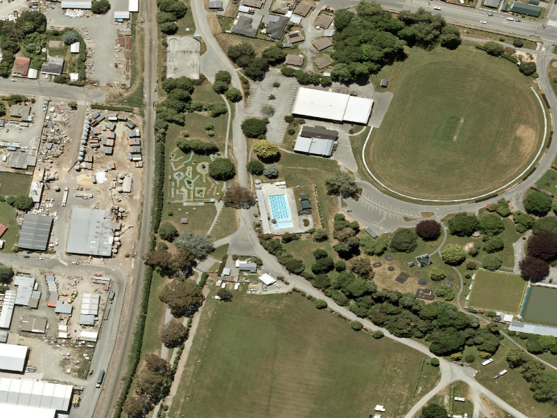 aerial view of Temuka Pool and the ground around it