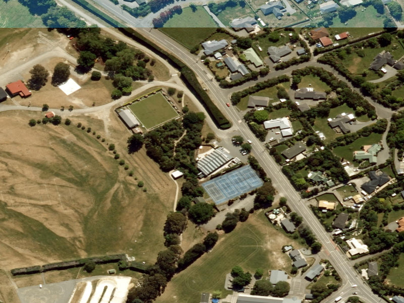 aerial view of Amberley Swimming Pool and the ground around it