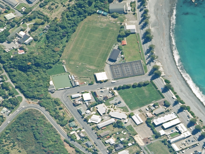 aerial view of Kaikoura Squash Club and the ground around it