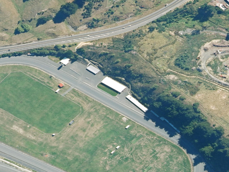 aerial view of Kaikoura Race Course and the ground around it