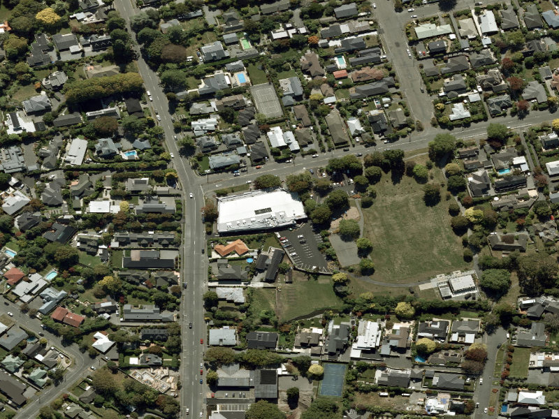 aerial view of Fendalton Service Centre and the ground around it