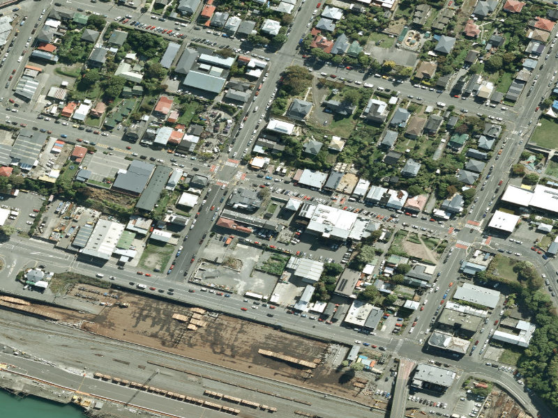 aerial view of Lyttelton Service Centre and the ground around it