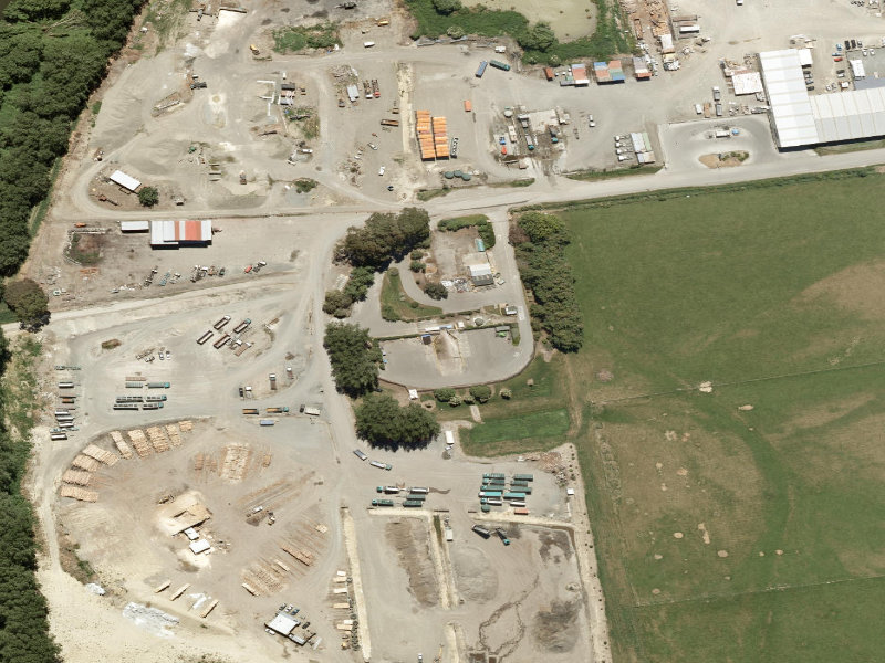 aerial view of Temuka Transfer Station and the ground around it