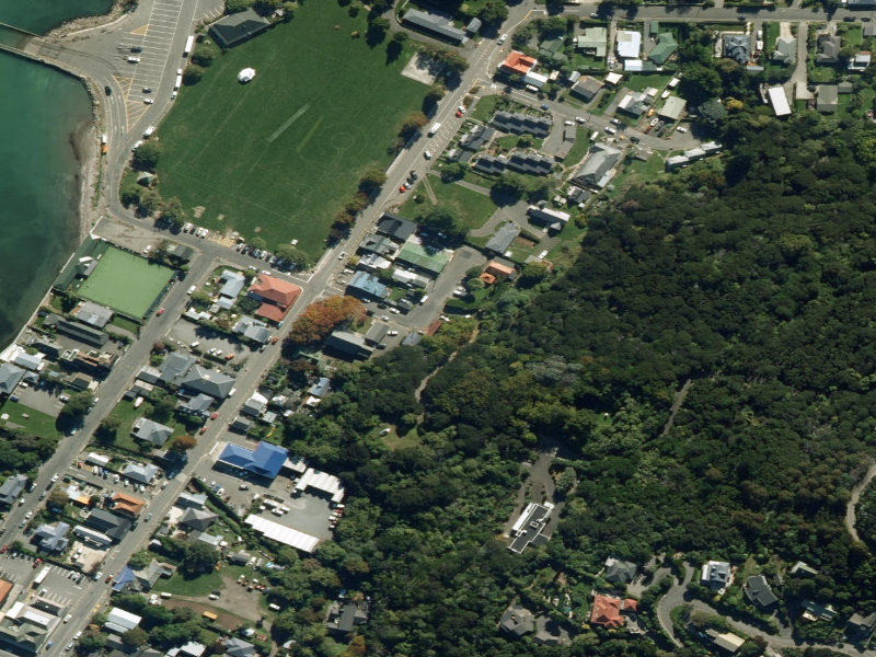 aerial view of Akaroa Collection Point and the ground around it