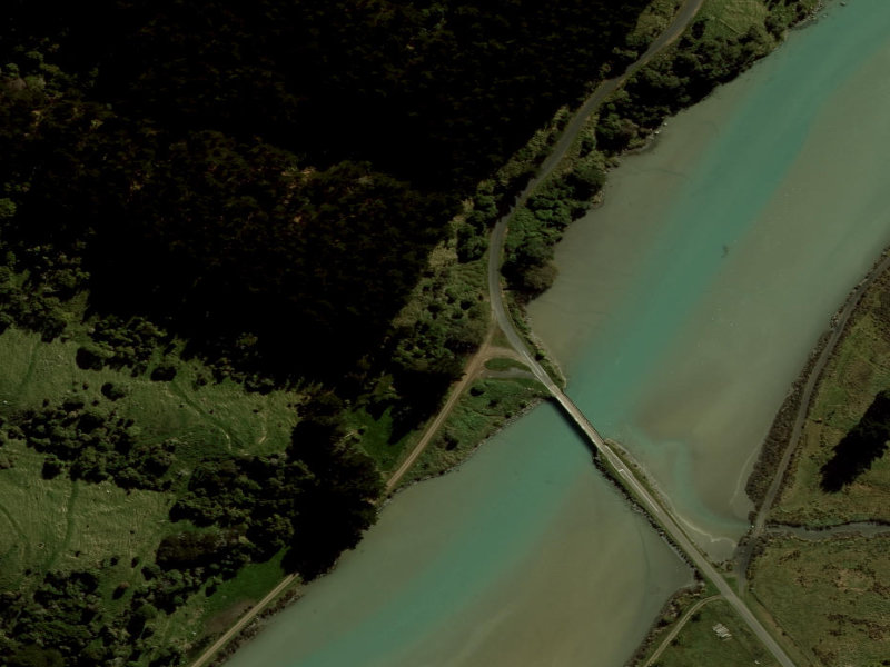 aerial view of Okains Bay Collection Point and the ground around it