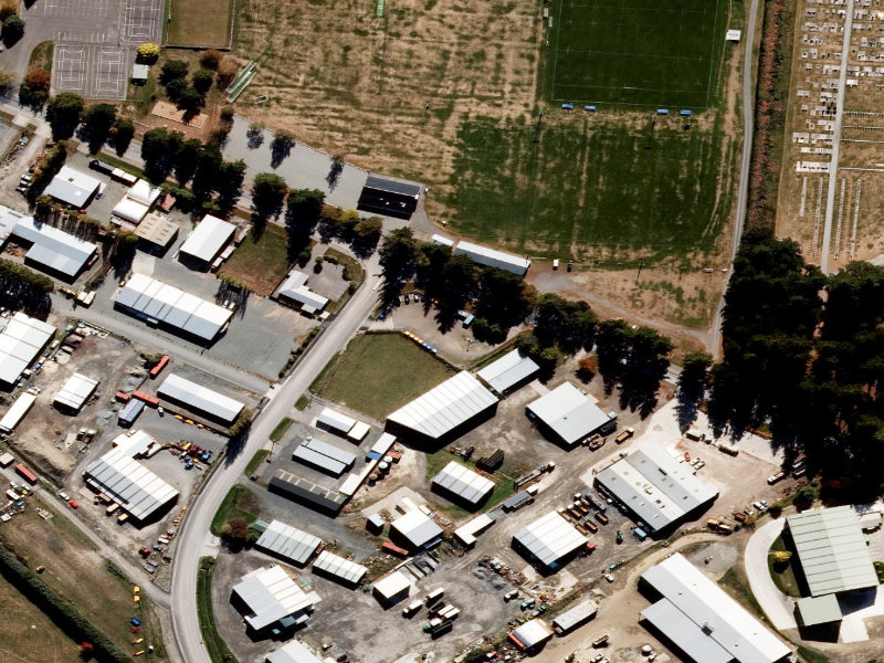 aerial view of Methven Recycling Drop Off Site and the ground around it