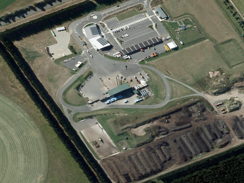 aerial view of Pines Resource Recovery Park and the ground around it