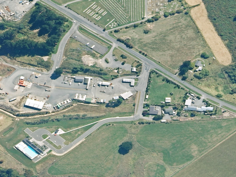 aerial view of Innovative Waste Kaikoura Recycling And Waste Centre and the ground around it