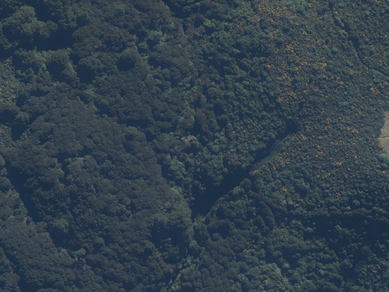 aerial view of Fushia Falls and the ground around it