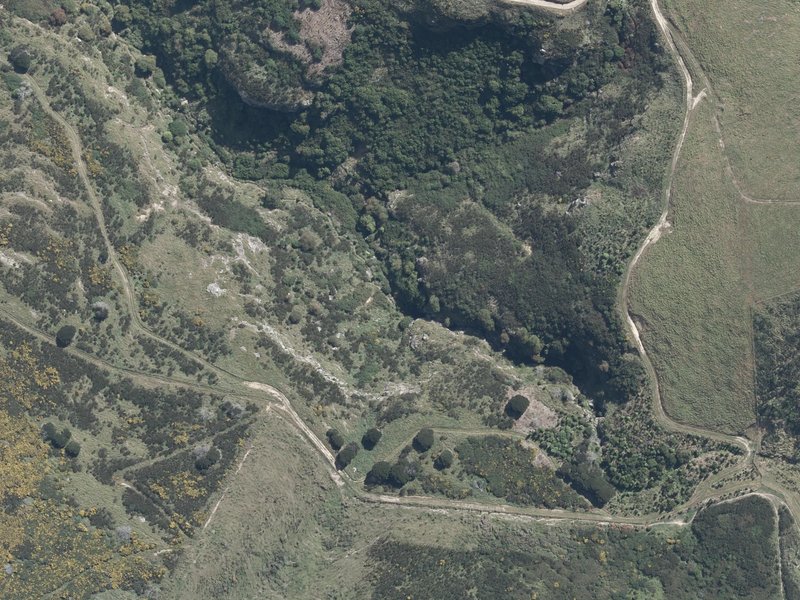 aerial view of Lower Brice Waterfall and the ground around it