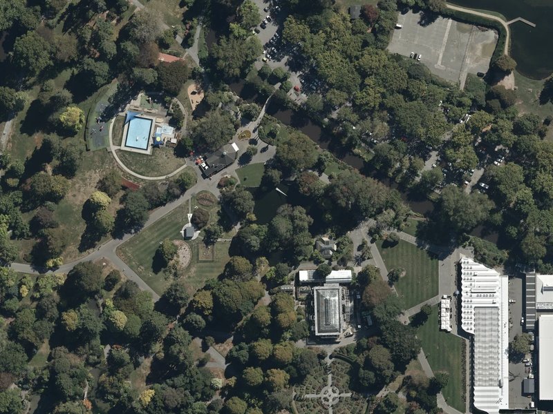 aerial view of Kiosk Lake and the ground around it